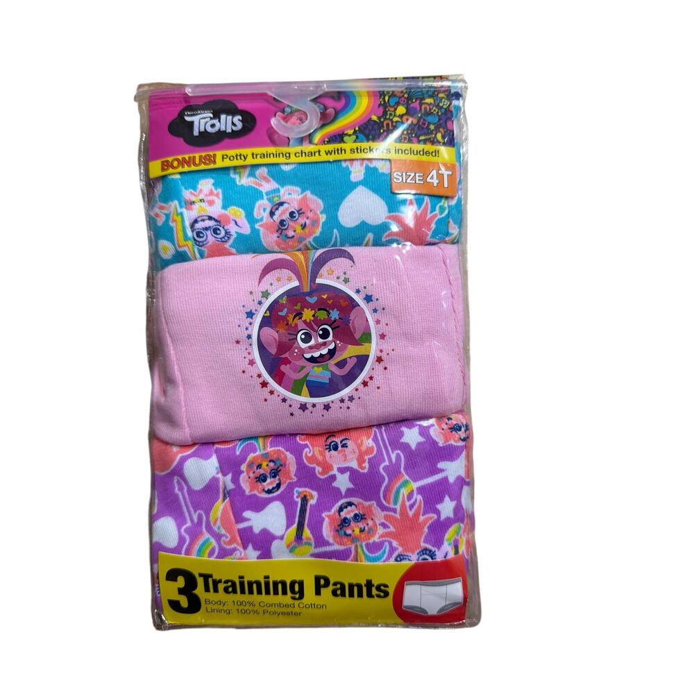 DreamWorks Trolls World Tour Toddler Girls Training Pants Set of 3 Size 4T New